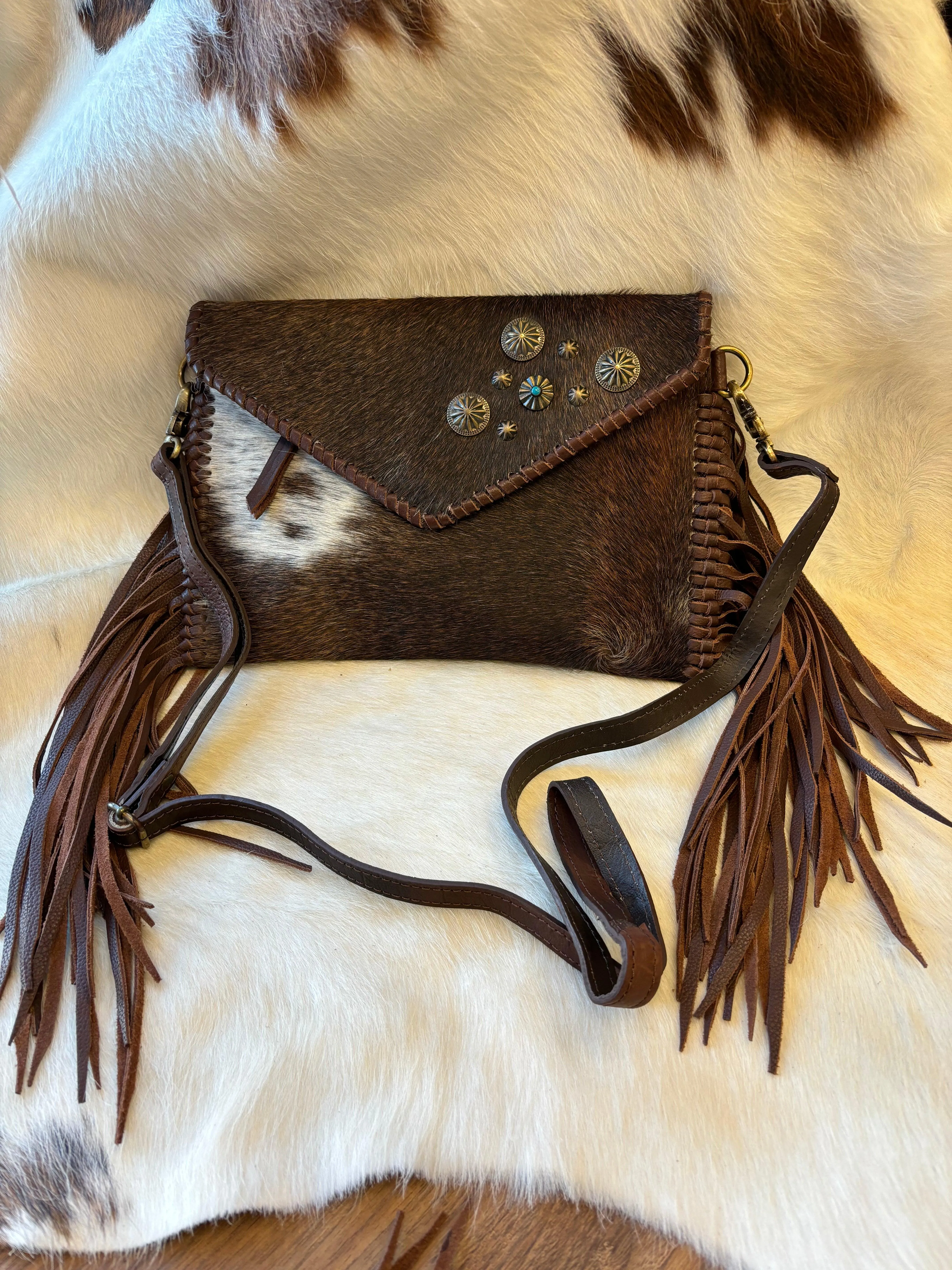 American Darling Hair On Cowhide Fringe Crossbody Purse ADBGA388