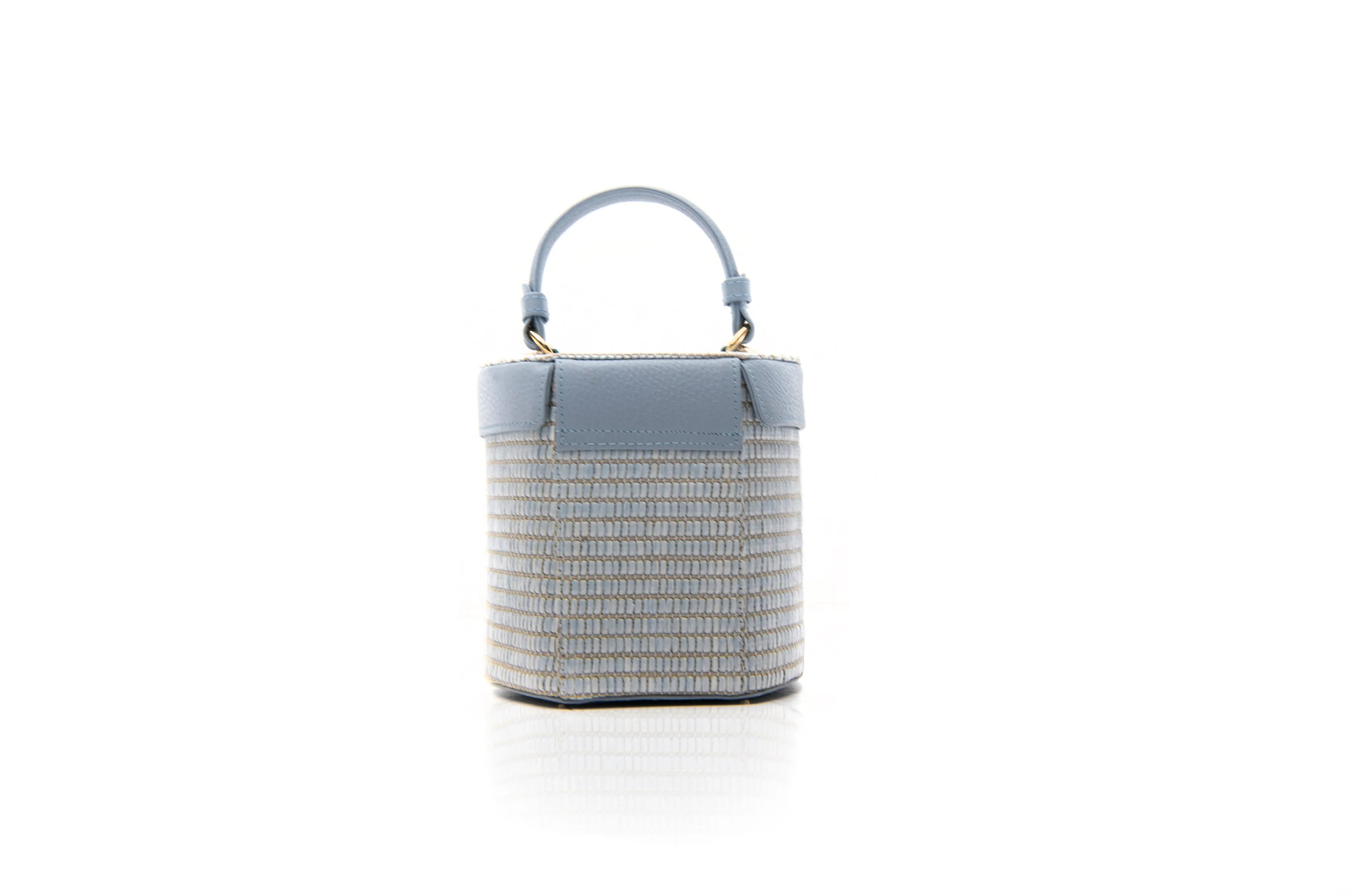 Baby Blue Raffia Elena Vanity Bag