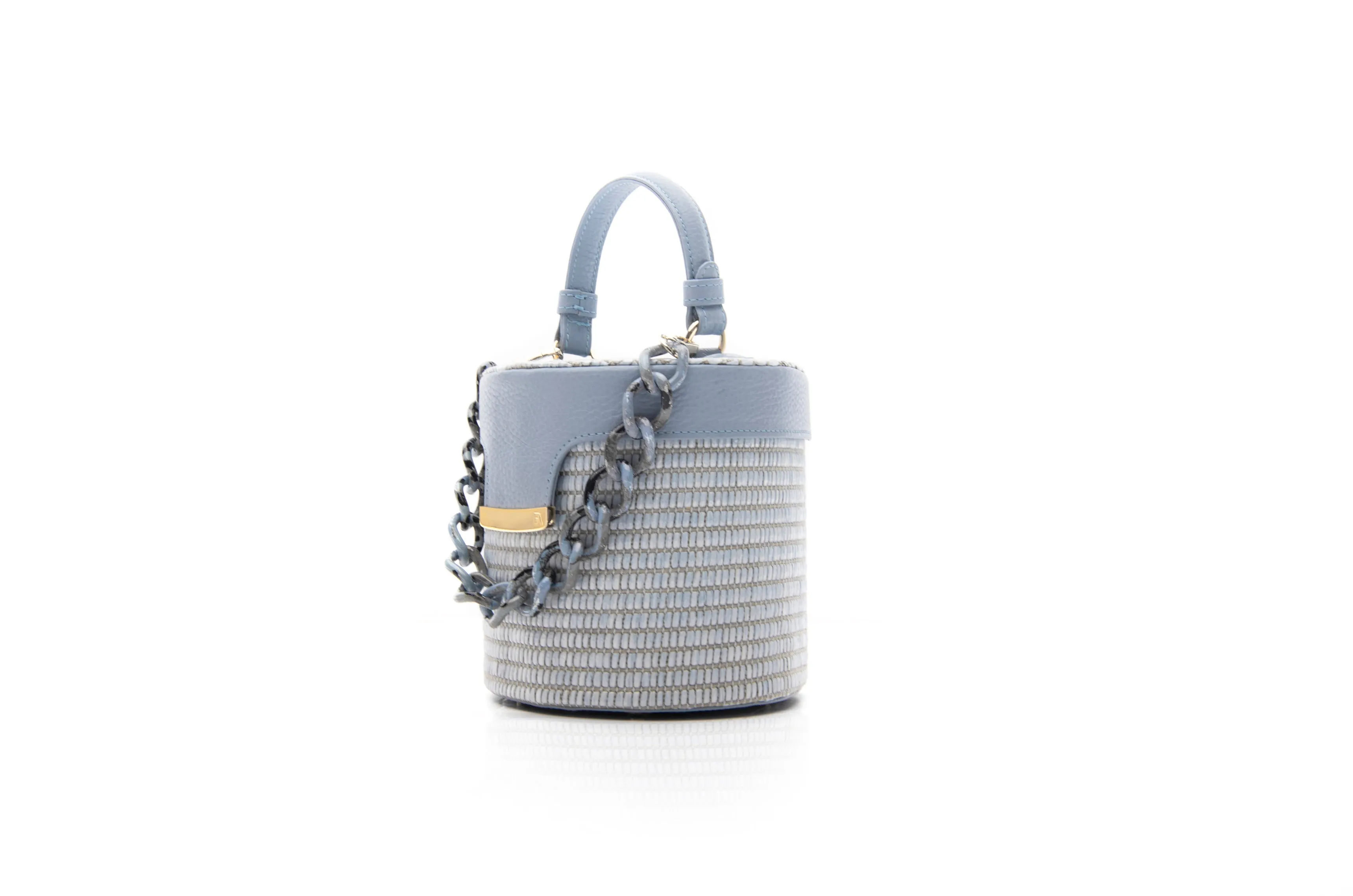 Baby Blue Raffia Elena Vanity Bag