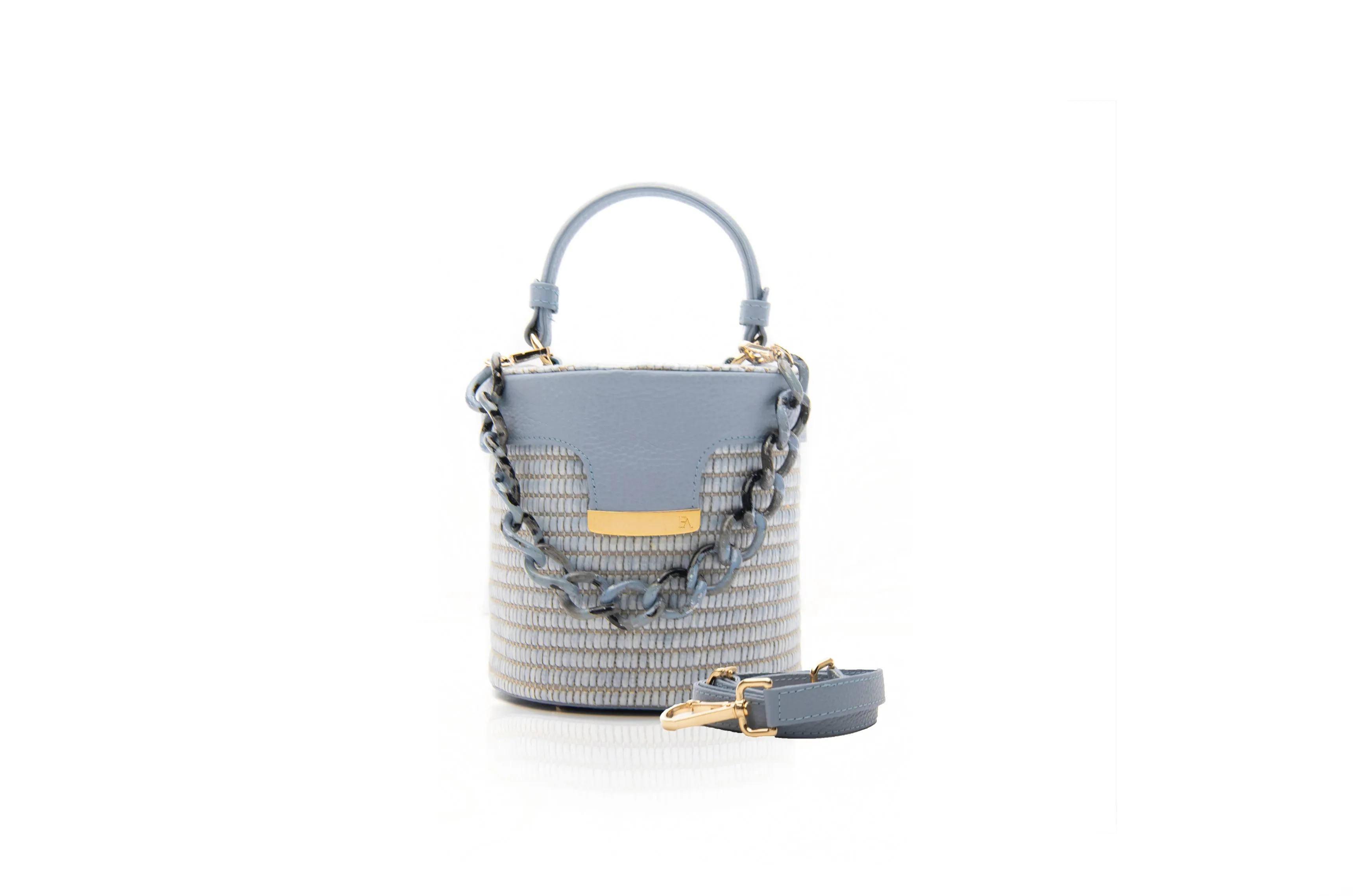 Baby Blue Raffia Elena Vanity Bag