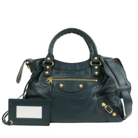 BALENCIAGA Giant Town Leather 2WAY Hand Bag Dark Green 285434