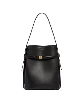 Black Belted Bucket Bag