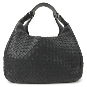 BOTTEGA VENETA Intrecciato Campana Shoulder Bag Black 125787