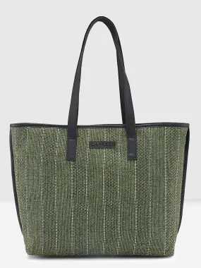 Caprese Evana Tote Medium Striped Women'S Handbag Green