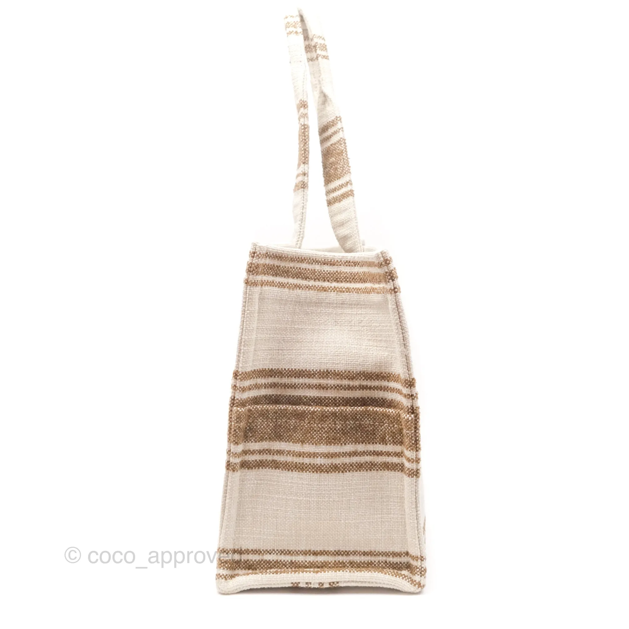 Celine Large Cabas Thais In Striped Textile Tobacco/Tan