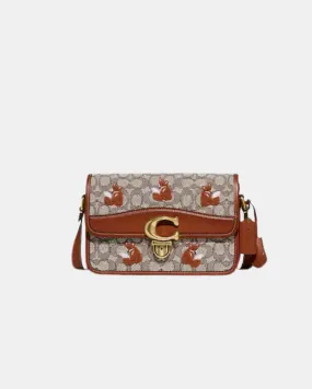 Coach Studio Shoulder Bag In Signature Jacquard With Fox Motif