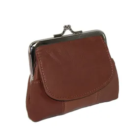 CTM® Leather Double Compartment Coin Purse Wallet