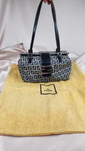 Fendi Navy Zucchino Canvas Mamma Hand Bag - 1072