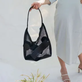 Honeycomb Leather Tote - Black