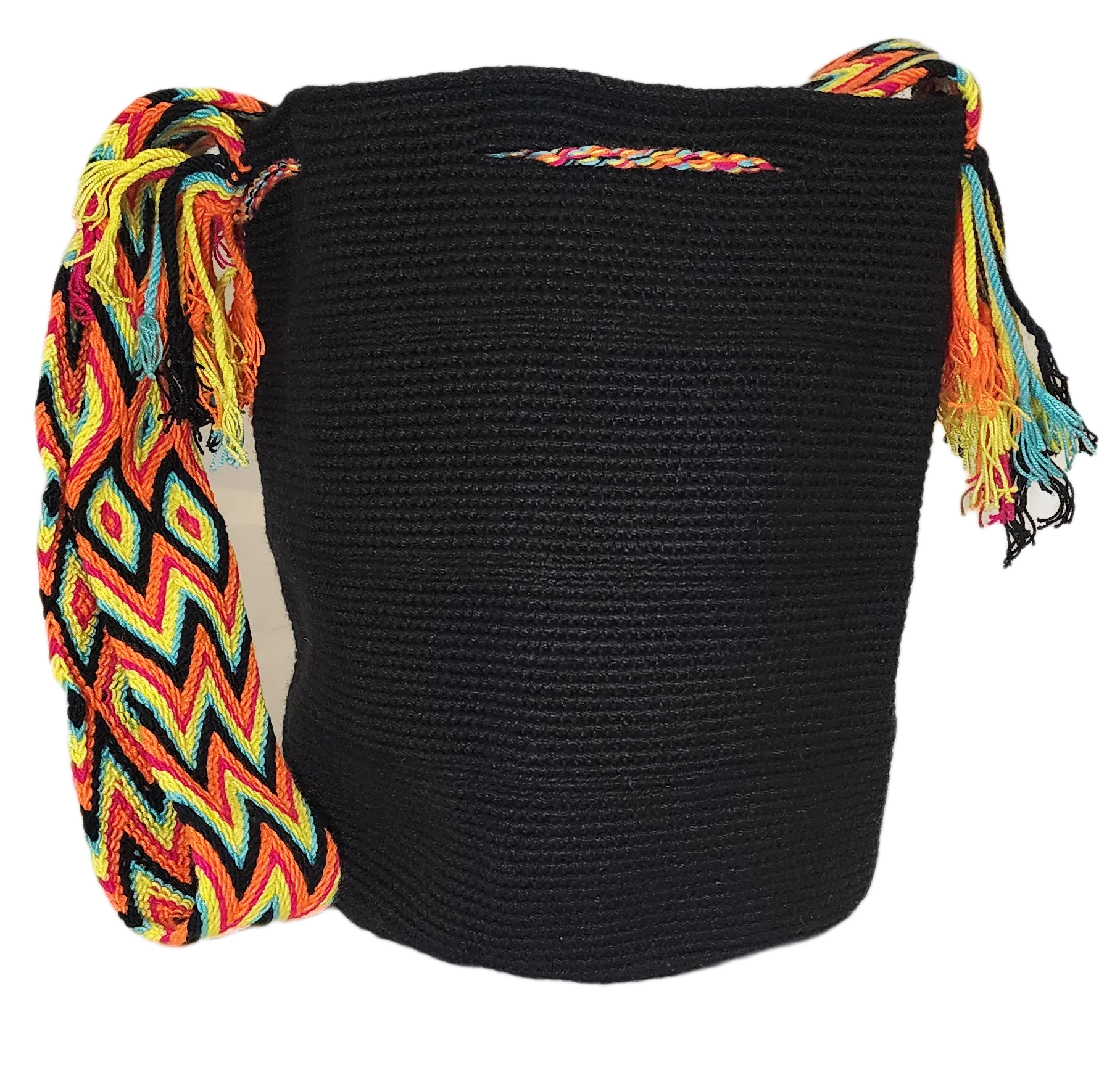 Riley Unicolor Large Handmade Wayuu Mochila Bag (Black)